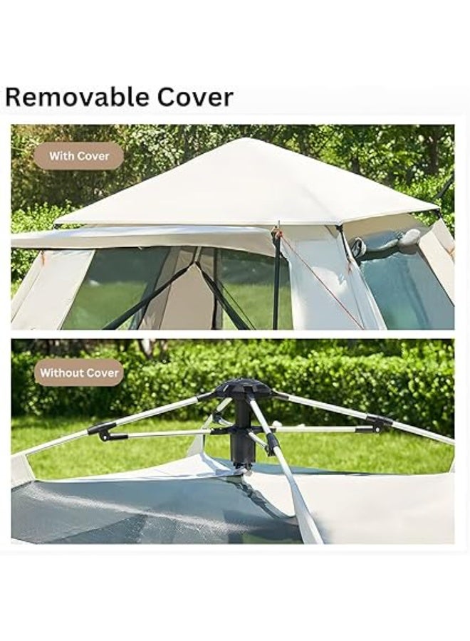 HEXAR® 4/6 Person Camping Tent Automatic Instant Pop-Up Tent Lightweight Portable Tent Outdoor Camping Waterproof Windproof Camping Tent and Mesh Windows 2 Doors with Carry Bag - Image 3